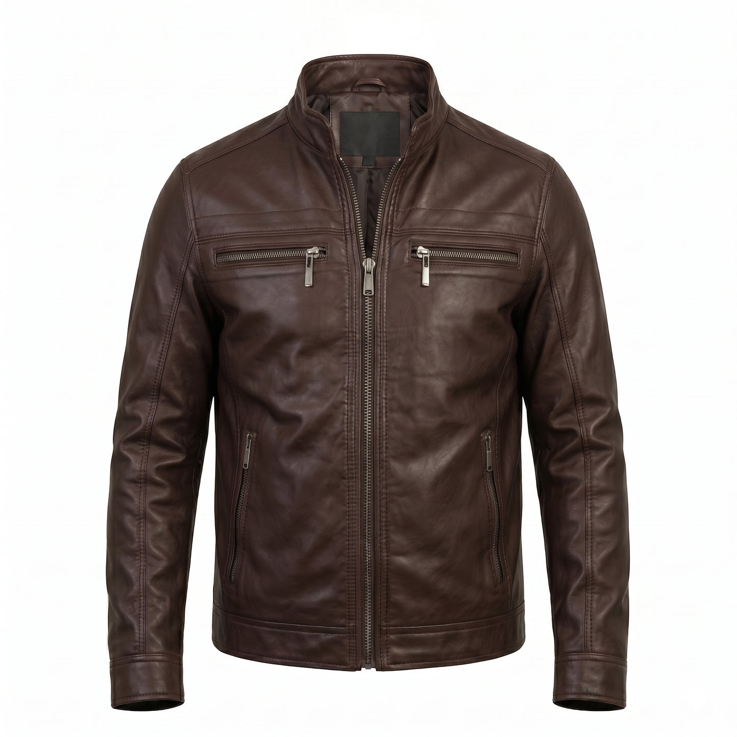 Jaqueta de Couro KURTZ - Masculina Slim, Forrada, Com Capuz Removivel