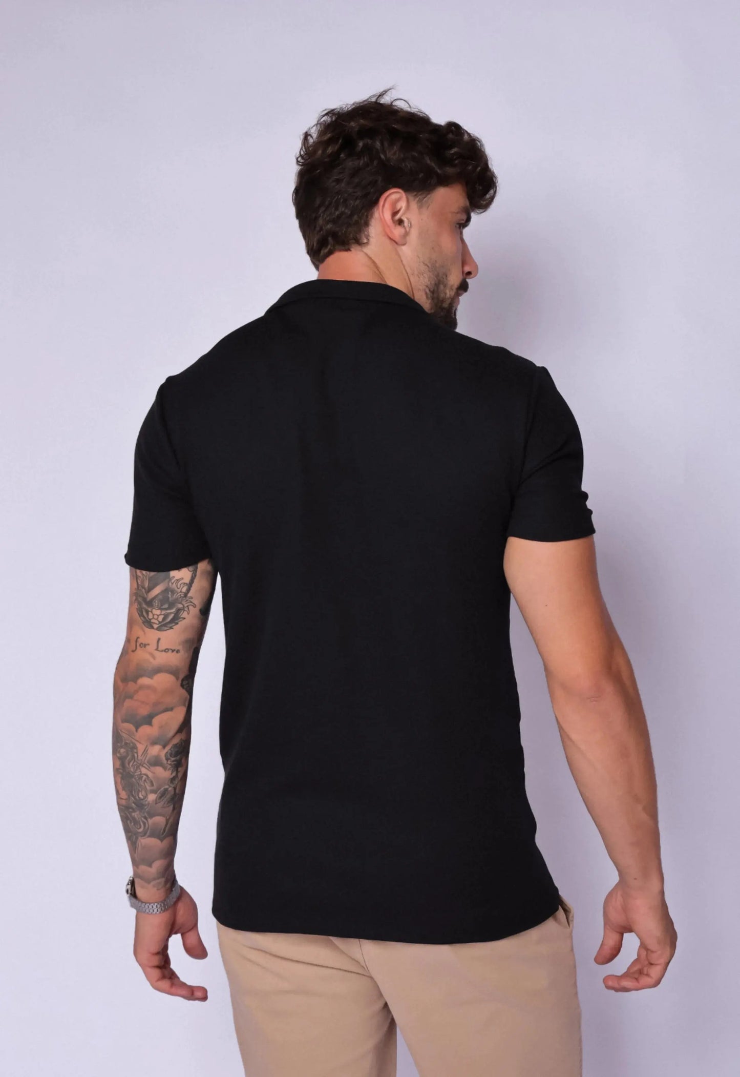 Camisa Polo Italiana Tricot Preta