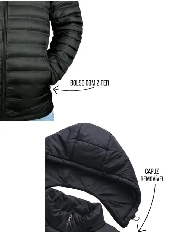 Jaqueta Puffer Gominho Premium com Capuz Removível