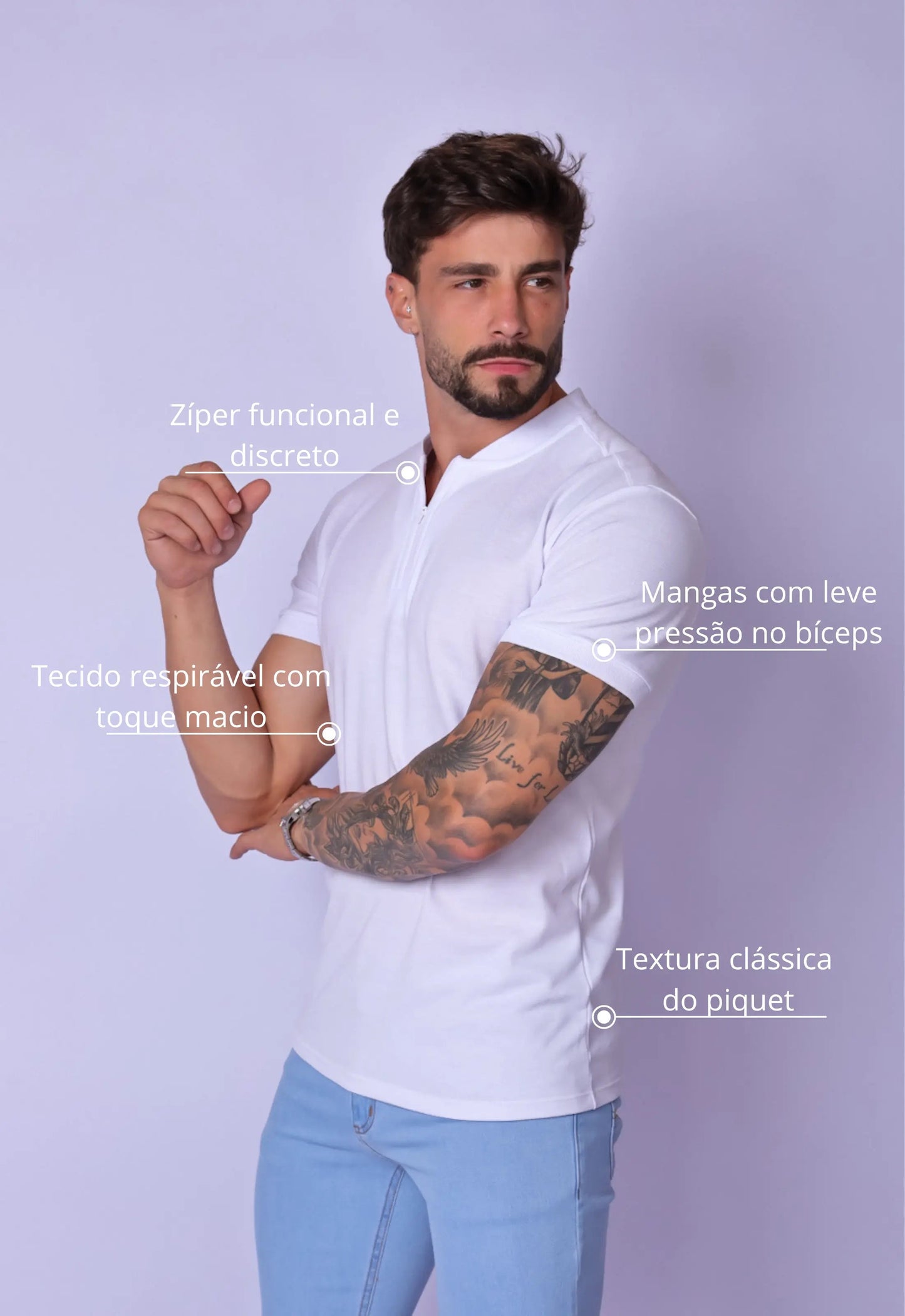 Camiseta Zíper Branca