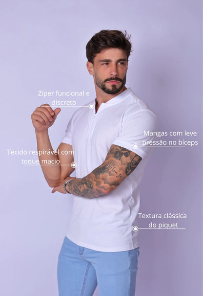 Camiseta Zíper Branca
