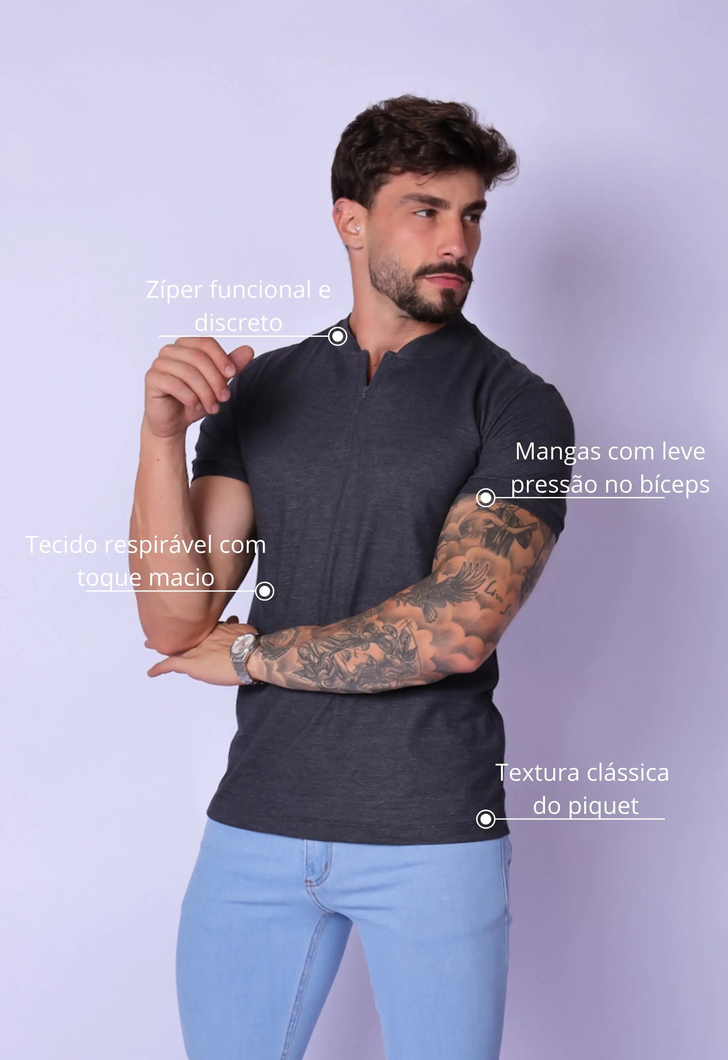 Camiseta com Zíper Chumbo