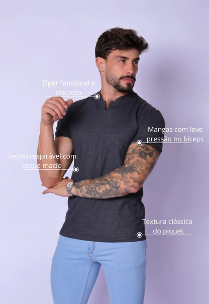 Camiseta com Zíper Chumbo