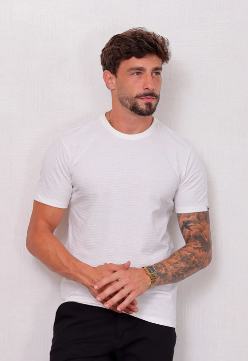 Camiseta Masculina Tricot Ponto Fino Branca