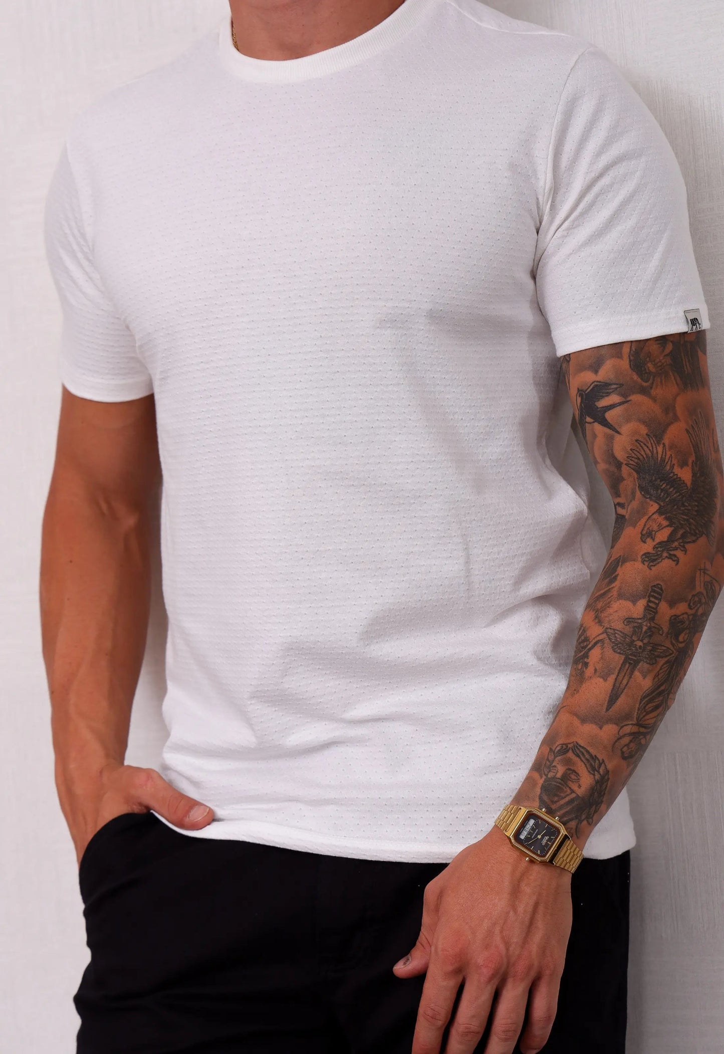 Camiseta Masculina Tricot Ponto Fino Branca