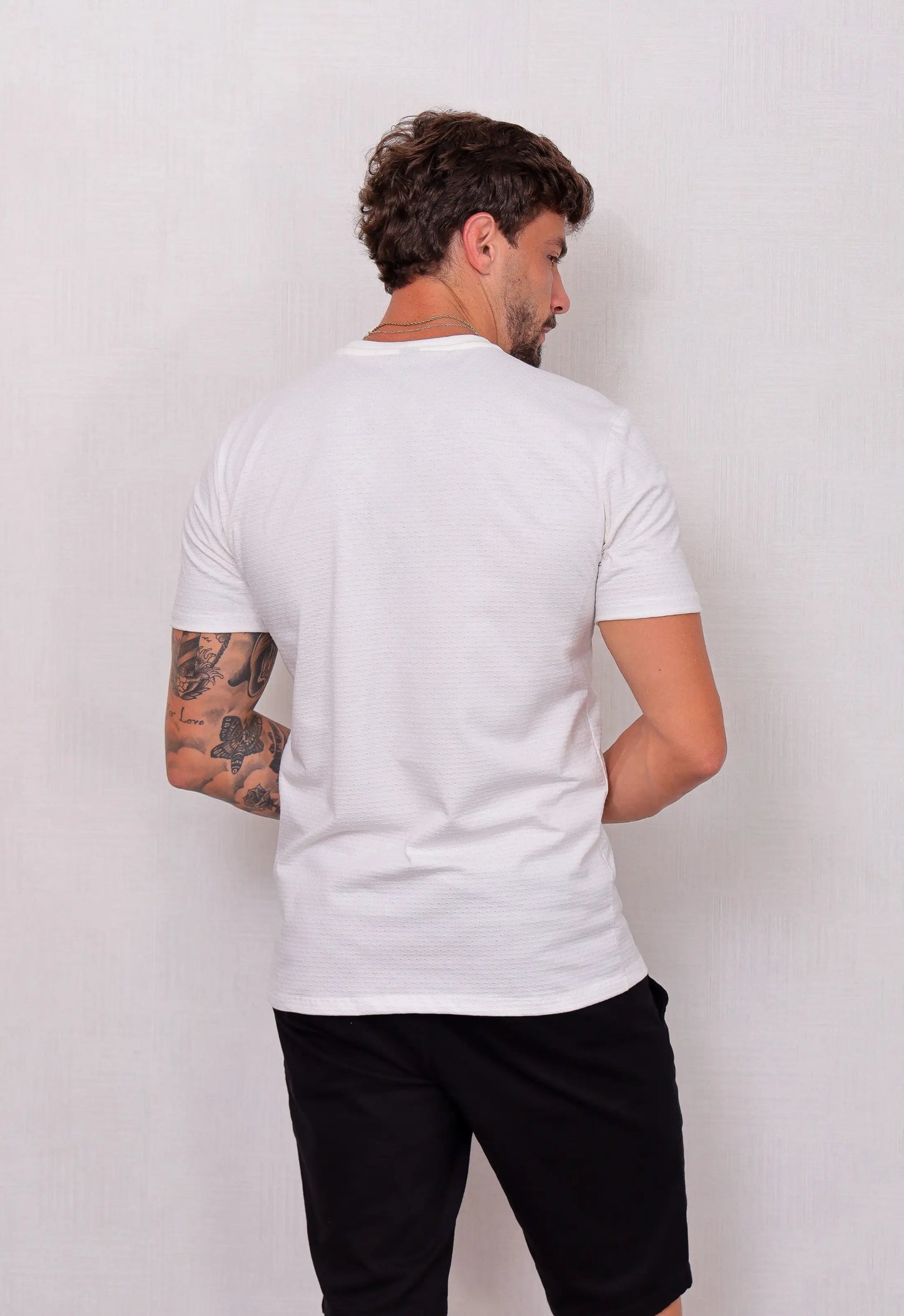 Camiseta Masculina Tricot Ponto Fino Branca