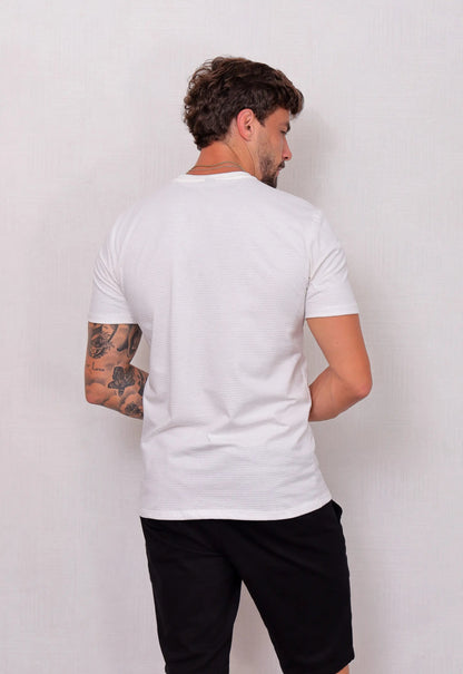 Camiseta Masculina Tricot Ponto Fino Branca