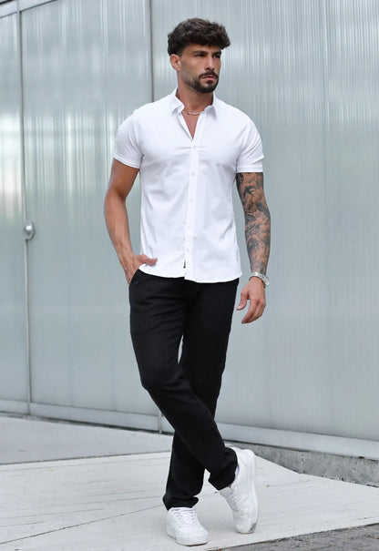 Camisa Masculina Manga Curta Slim Branca