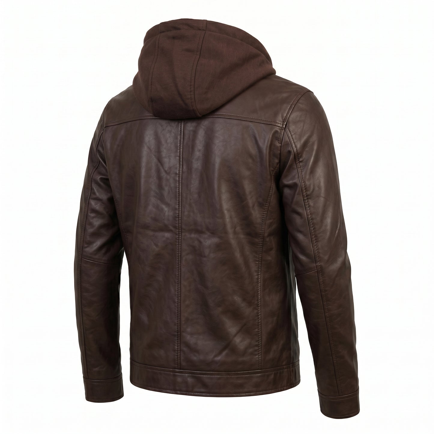 Jaqueta de Couro KURTZ - Masculina Slim, Forrada, Com Capuz Removivel