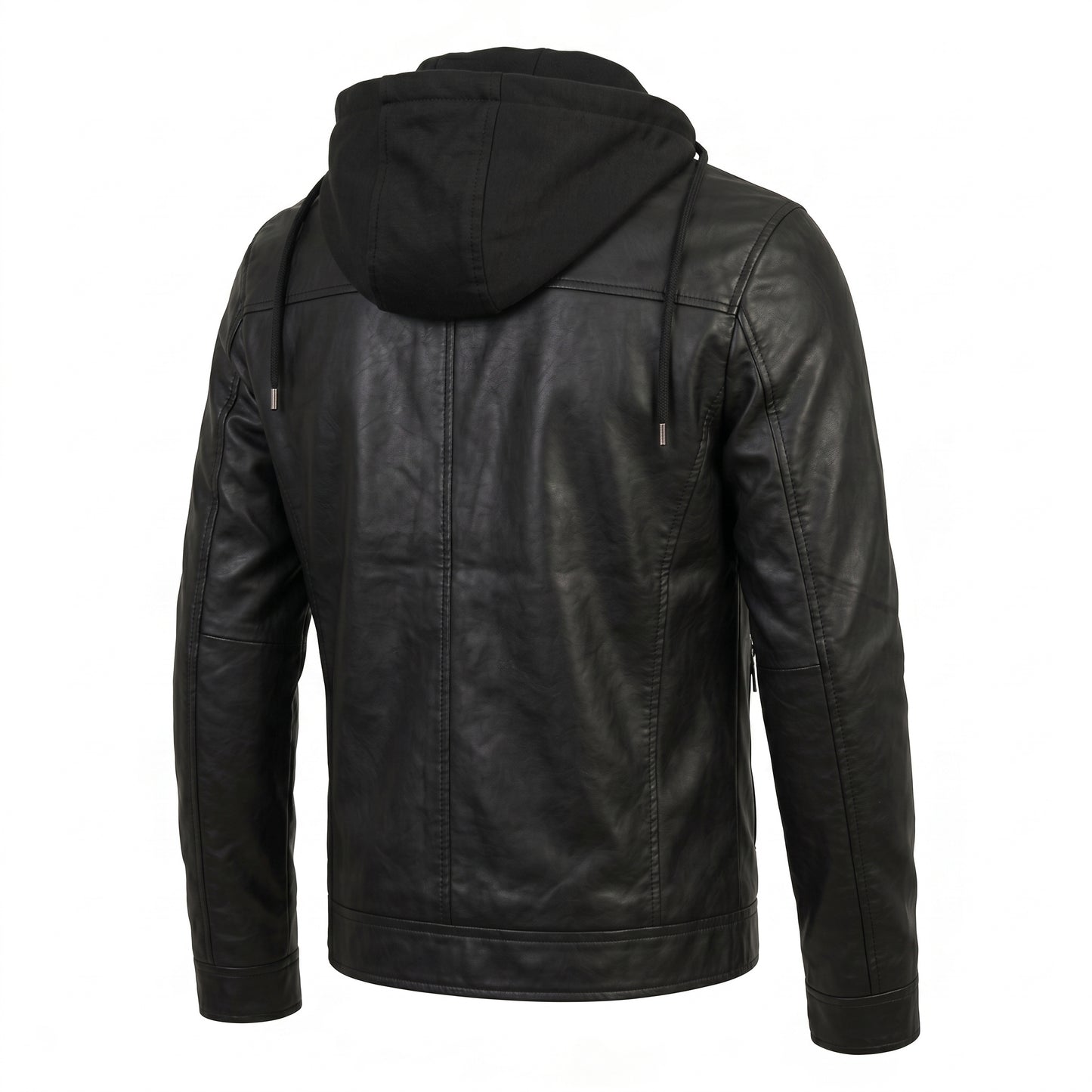 Jaqueta de Couro KURTZ - Masculina Slim, Forrada, Com Capuz Removivel