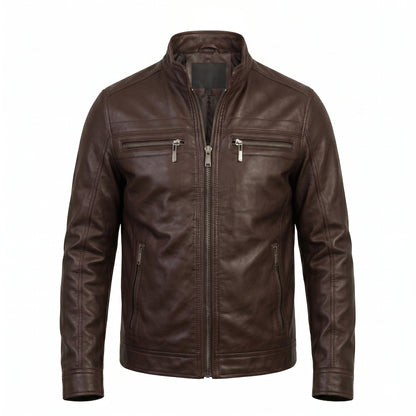 Jaqueta de Couro KURTZ - Masculina Slim, Forrada, Com Capuz Removivel