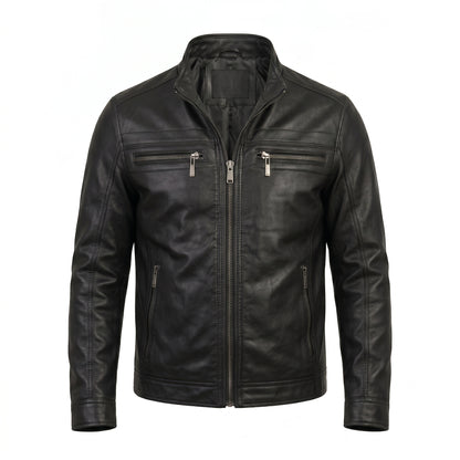 Jaqueta de Couro KURTZ - Masculina Slim, Forrada, Com Capuz Removivel