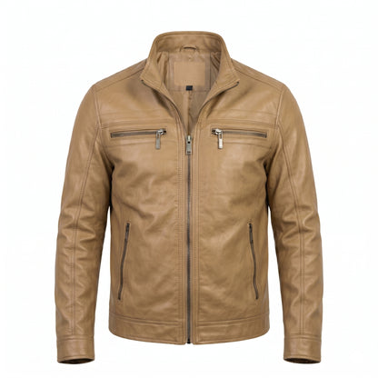 Jaqueta de Couro KURTZ - Masculina Slim, Forrada, Com Capuz Removivel