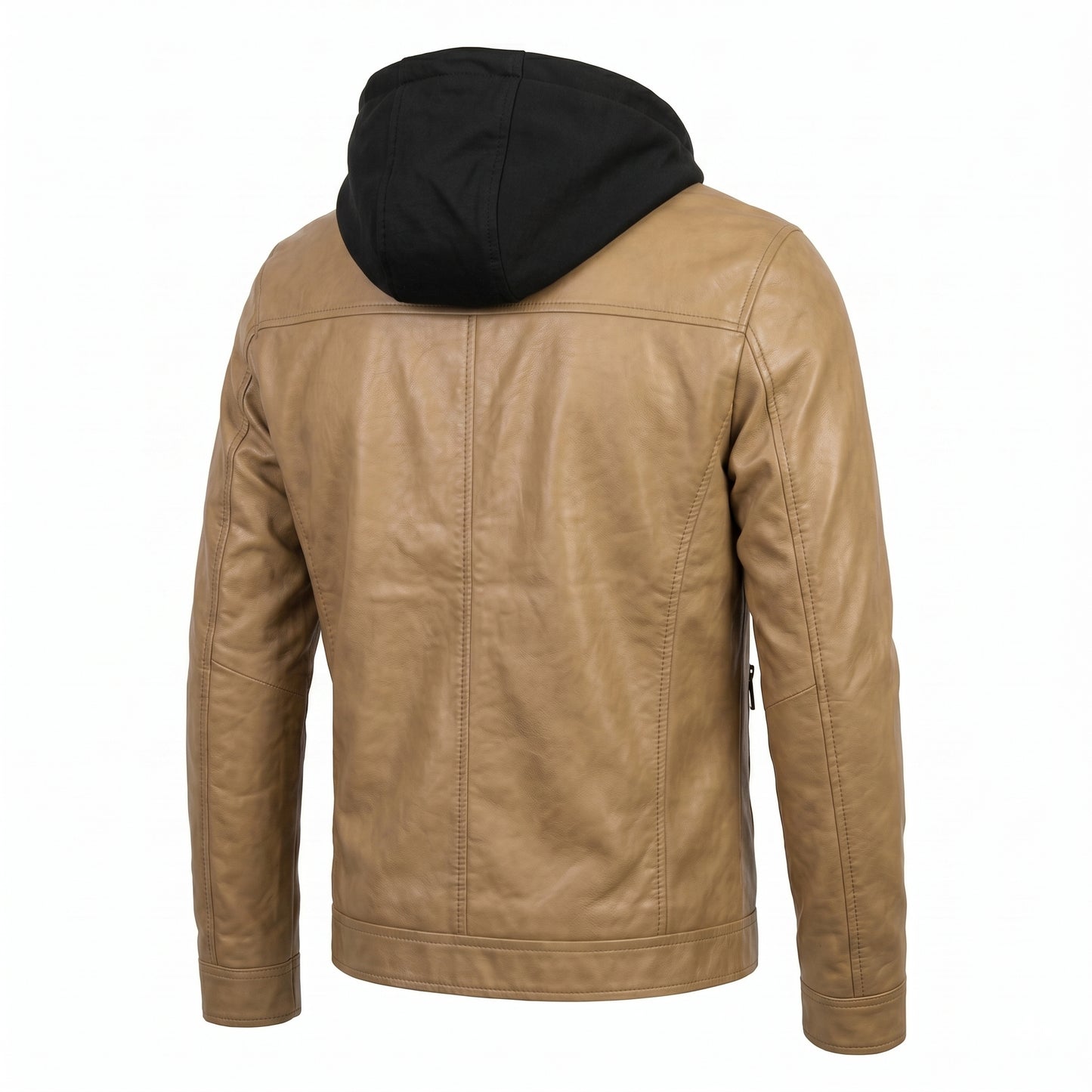 Jaqueta de Couro KURTZ - Masculina Slim, Forrada, Com Capuz Removivel