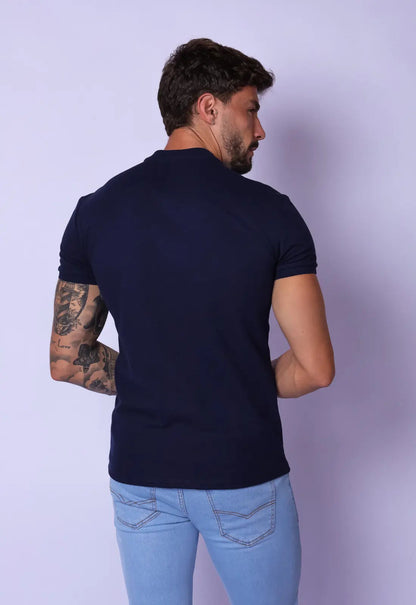 Camiseta com Zíper Azul Marinho
