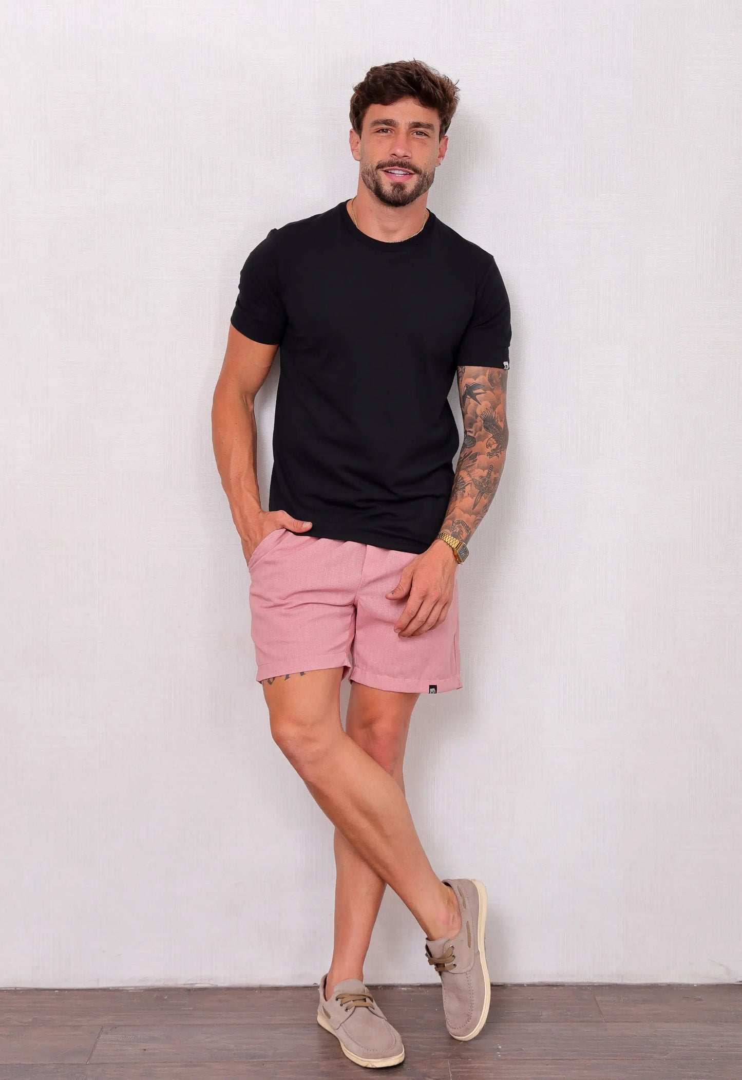 Camiseta Masculina Tricot Ponto Fino Preta