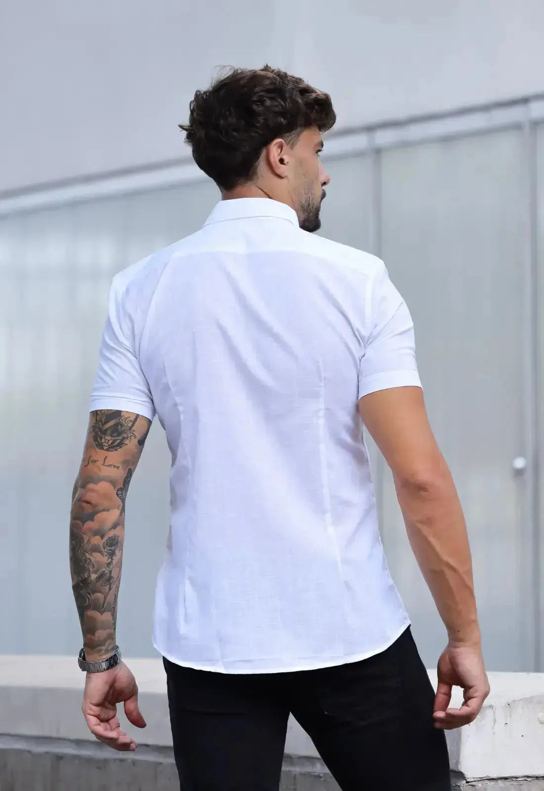 Camisa Masculina Manga Curta Flame Slim Branco