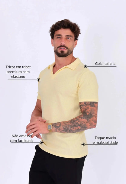 Camisa Polo Italiana Tricot Amarela