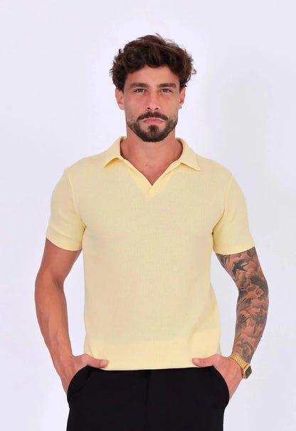 Camisa Polo Italiana Tricot Amarela