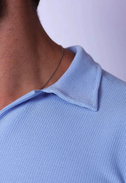 Camisa Polo Italiana Tricot Azul Claro