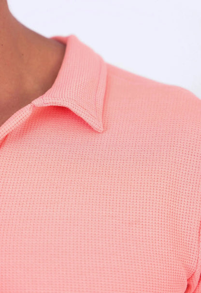 Camisa Polo Italiana Tricot Salmão