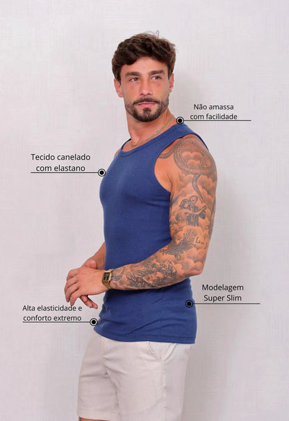 Camiseta Regata Americana Masculina Azul