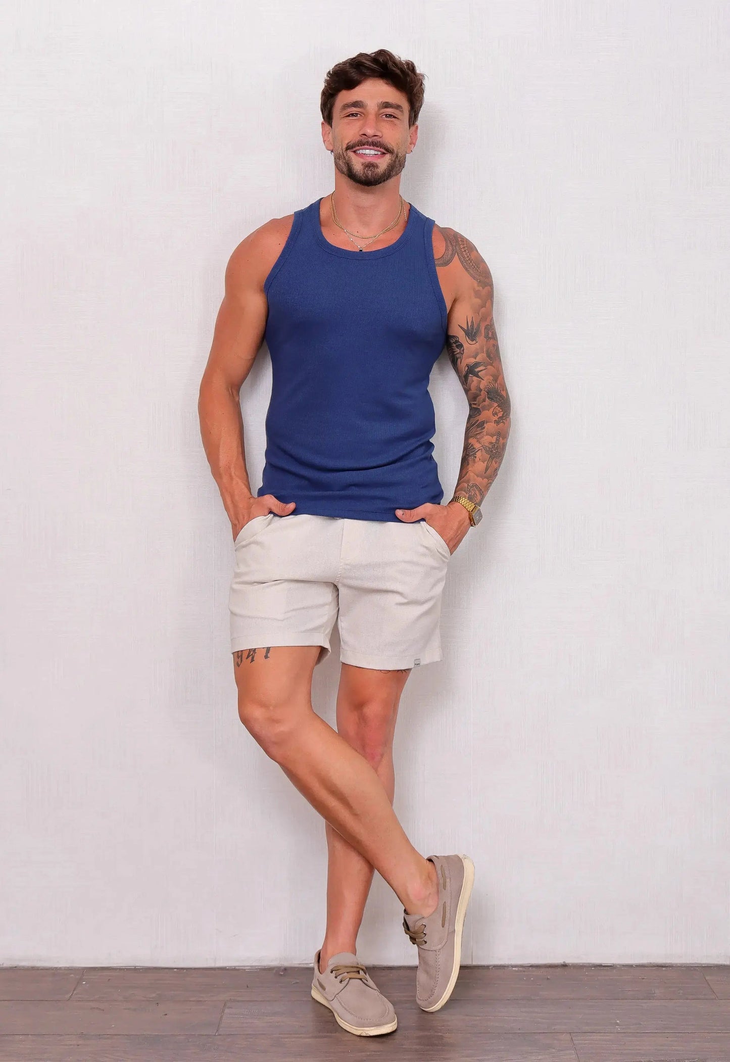 Camiseta Regata Americana Masculina Azul