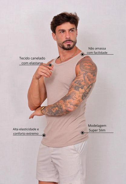 Camiseta Regata Americana Masculina Bege