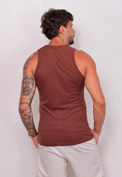 Camiseta Regata Americana Masculina Marrom