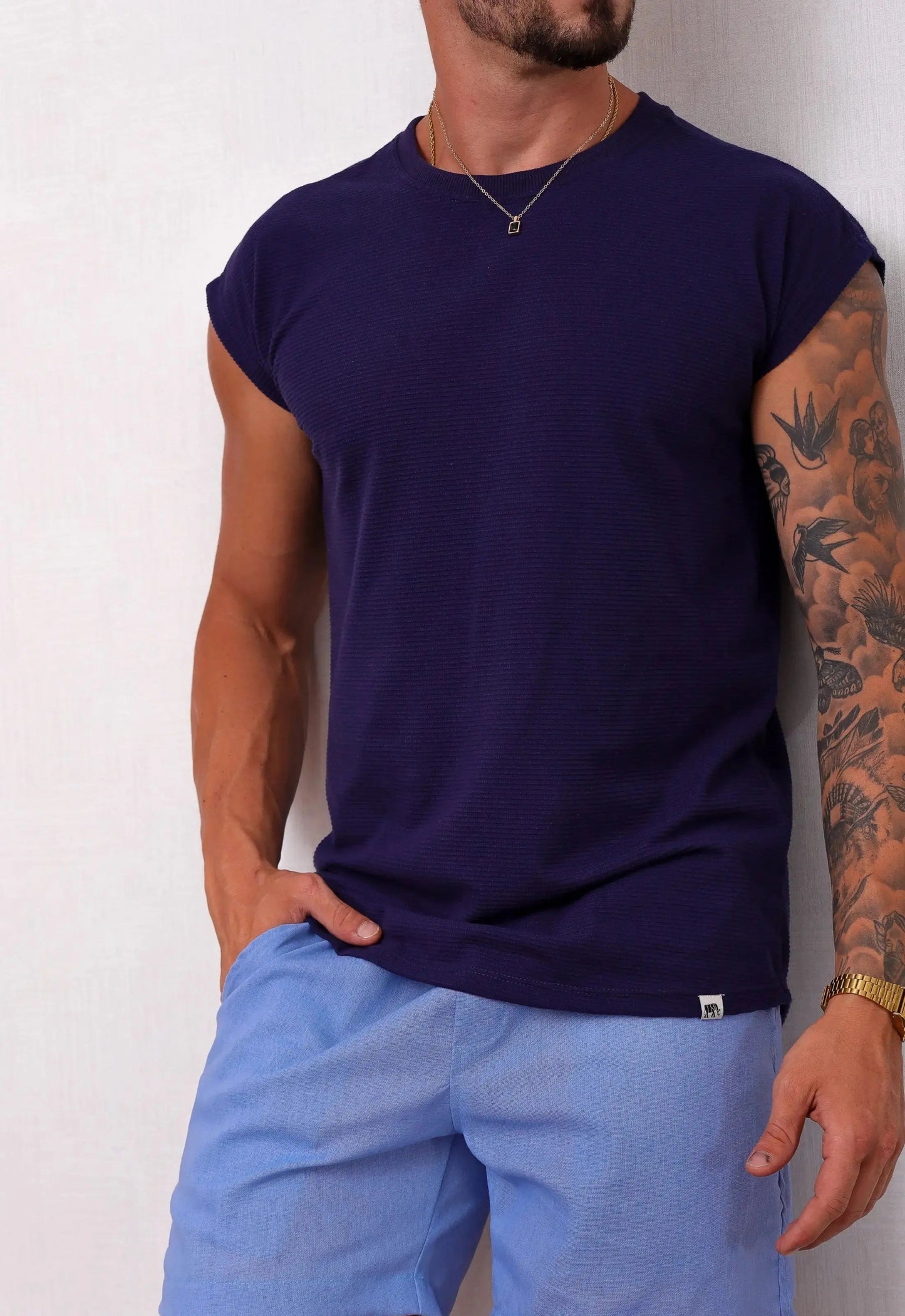 Camiseta Regata Tricot Azul Marinho