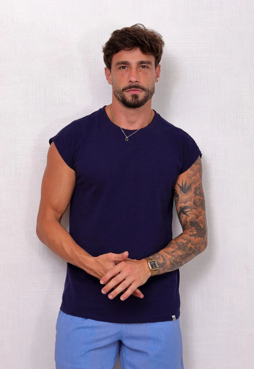 Camiseta Regata Tricot Azul Marinho
