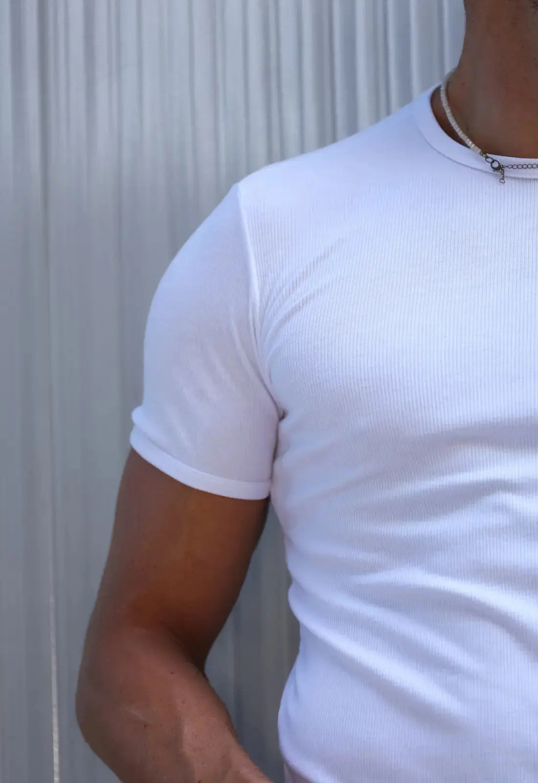 Camiseta Slim Canelada com Elastano Branca