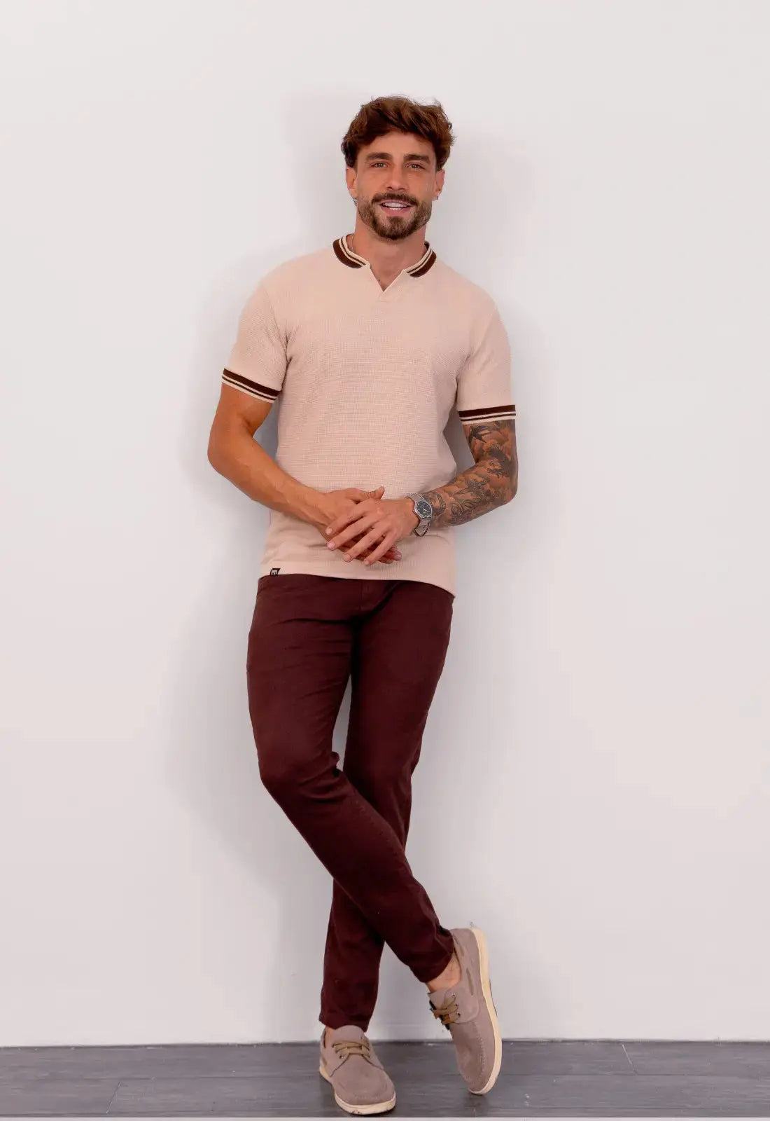 Camiseta Tricot Italiana Bege