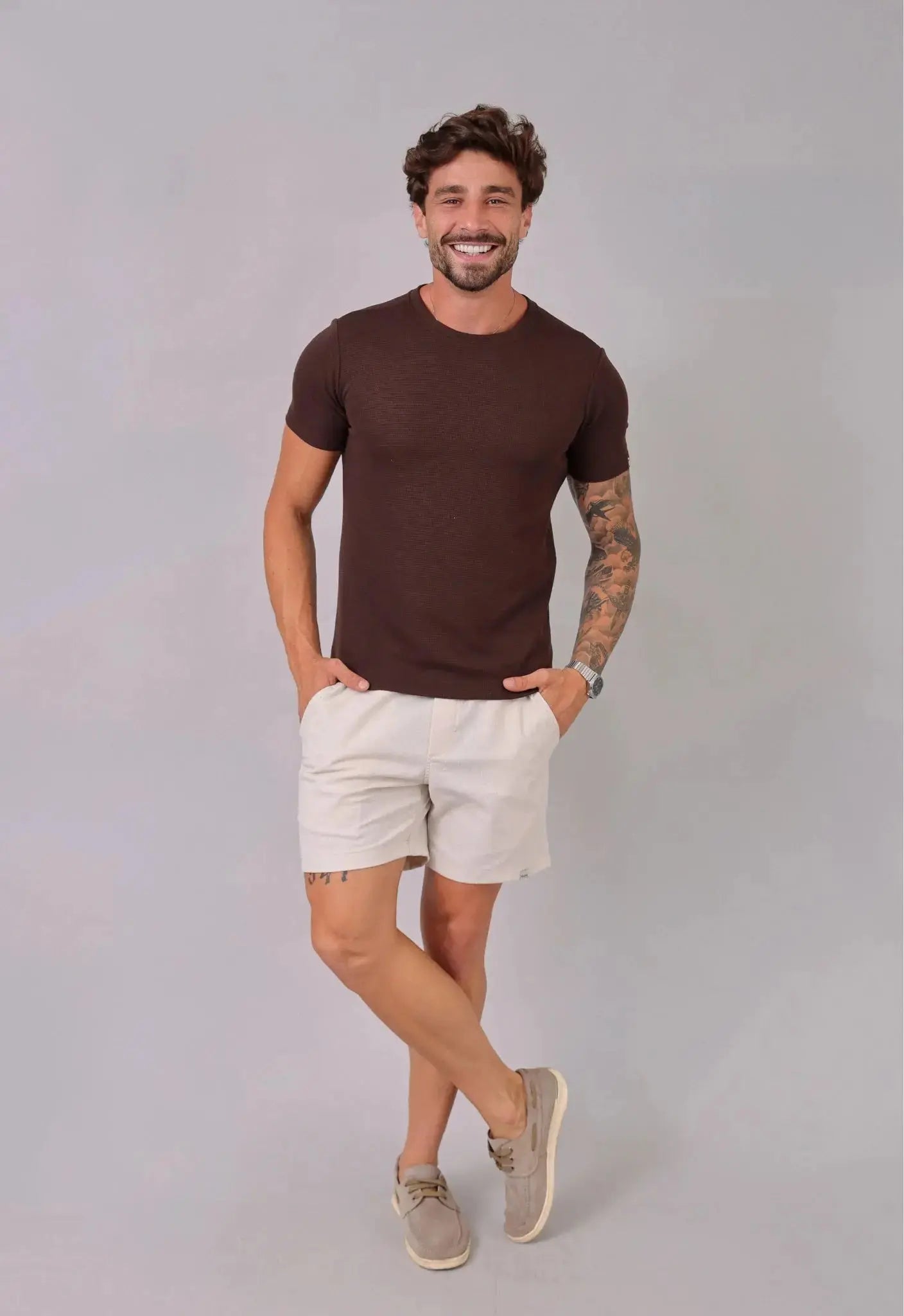 Camiseta Masculina Tricot Marrom Café
