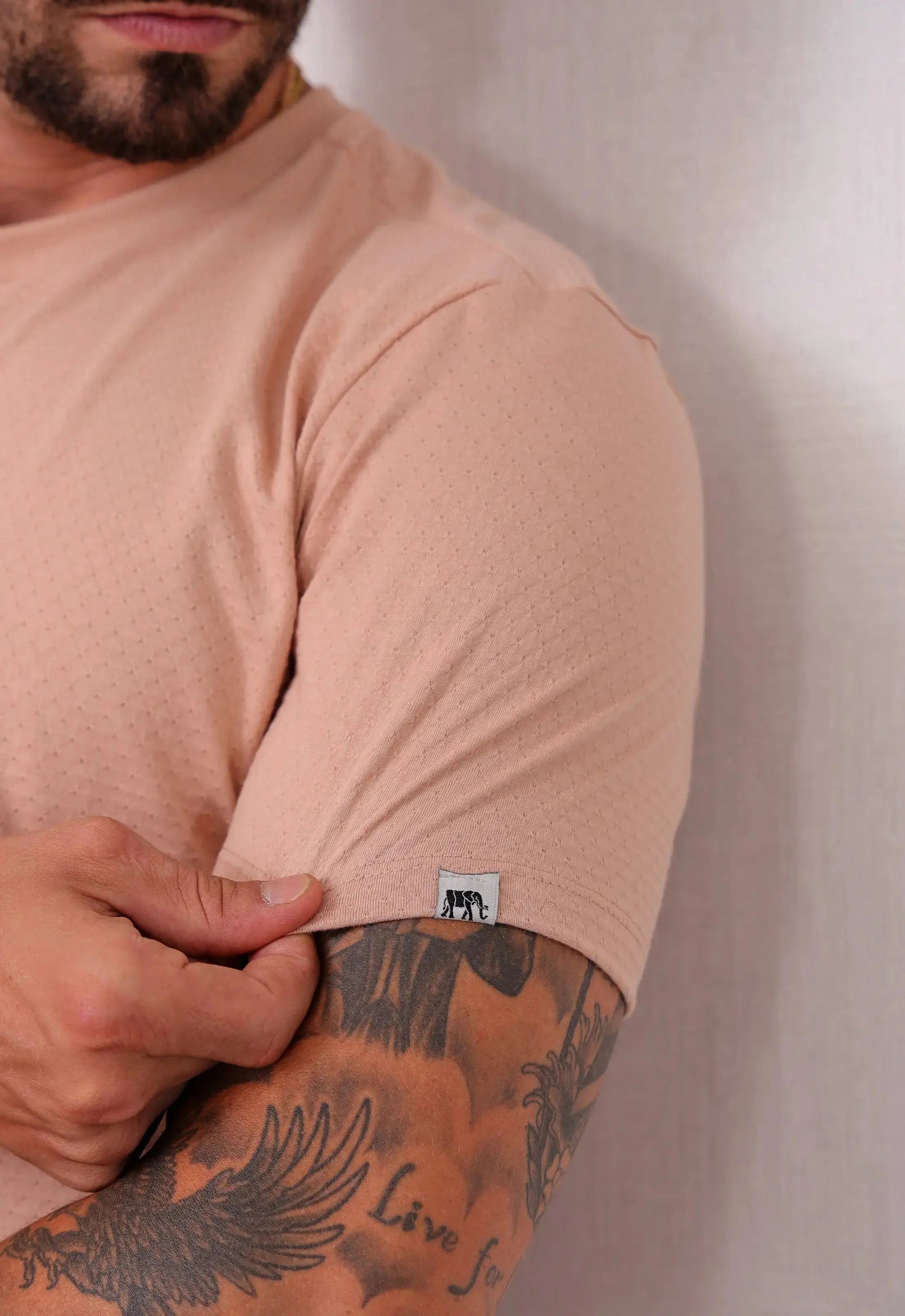 Camiseta Masculina Tricot Ponto Fino Bege