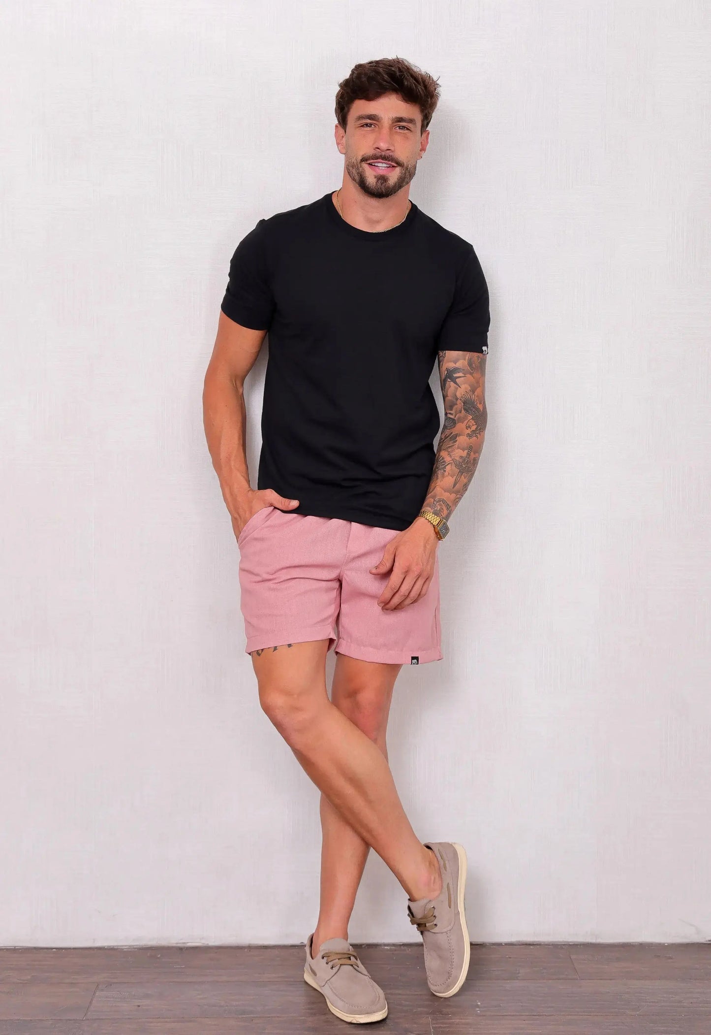Camiseta Masculina Tricot Ponto Fino Preta