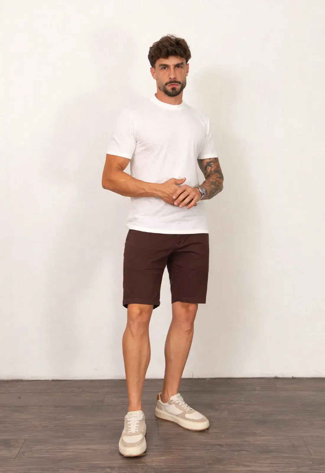 Camiseta Masculina Tricot Xadrez Branca