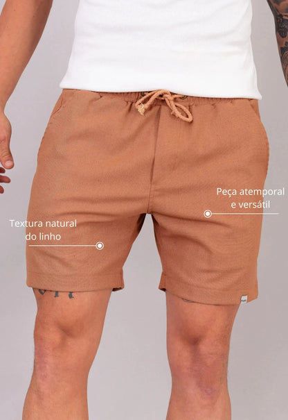Shorts de Linho Masculino Terracota