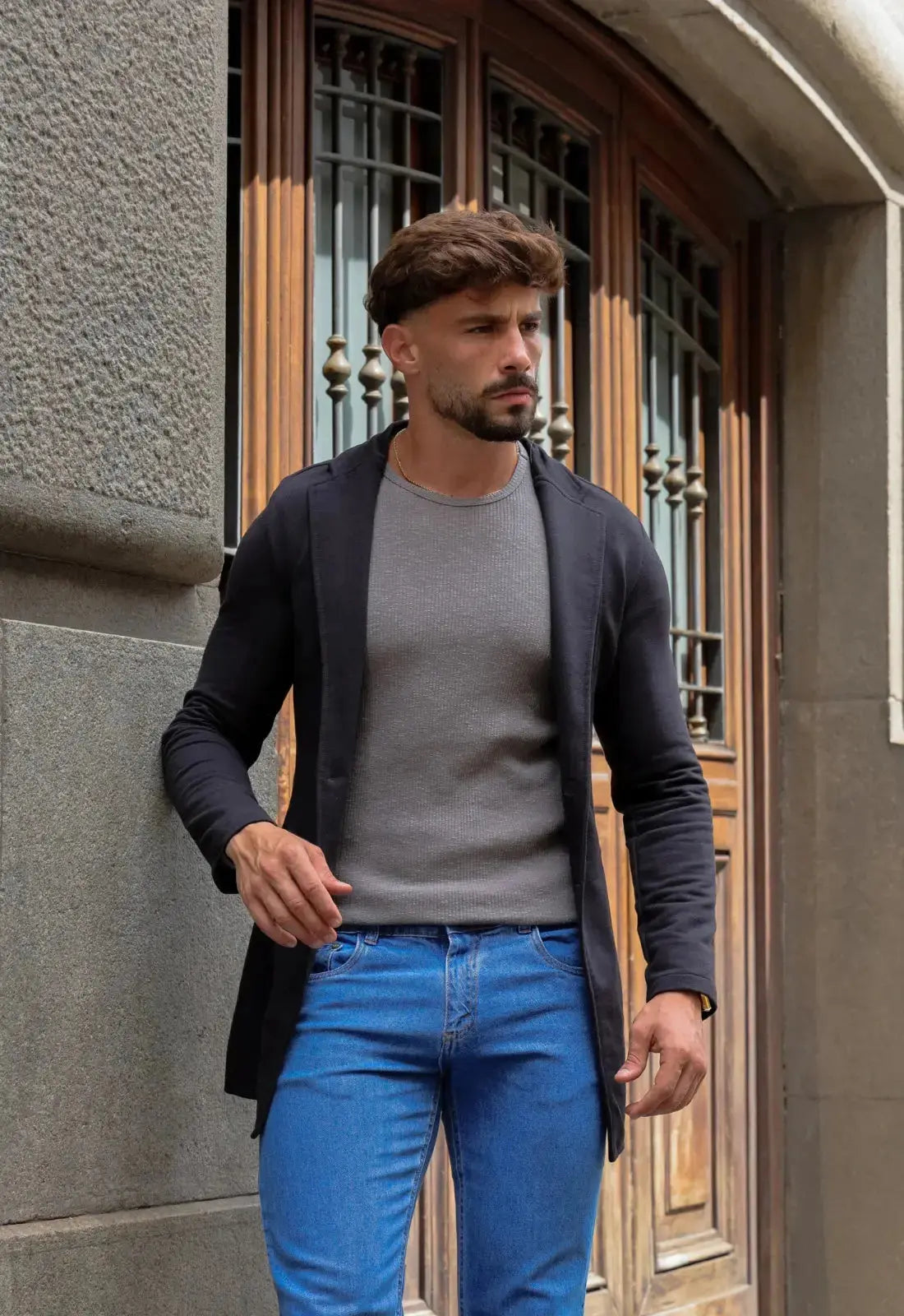 Sobretudo Slim Moletinho Preto