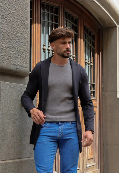 Sobretudo Slim Moletinho Preto