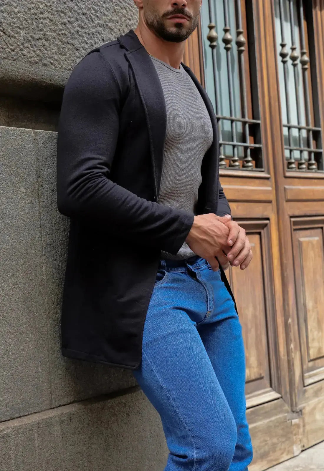 Sobretudo Slim Moletinho Preto